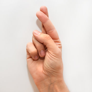 Letter R in American Sign Language (ASL) for deaf people