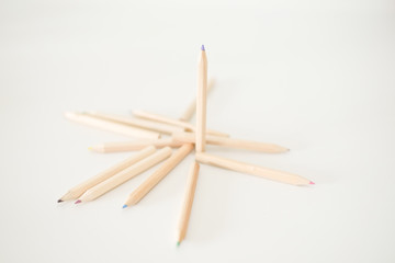 a lot of colored pencils for School supplies