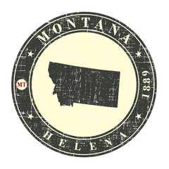 Vintage stamp with map of Montana