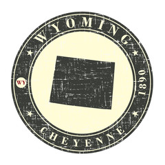 Vintage stamp with map of Wyoming