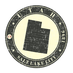 Vintage stamp with map of Utah