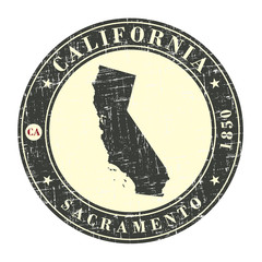 Vintage stamp with map of California