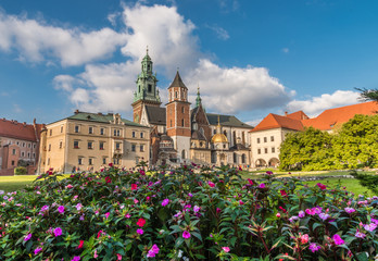 Afternoon view of the Wawel cathedral and Wawel castle on the Wawel Hill, Krakow, Poland.