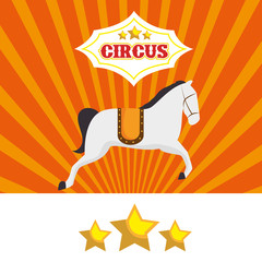 circus horse festival show whit yellow stars  over orange background. vector illustration