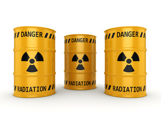 3D rendering Yellow radioactive barrels