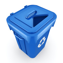 3D rendering Blue Recycling Bin