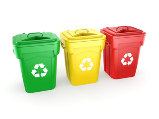 3D rendering Multicolor Recycling Bins