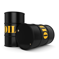 3D rendering Black oil barrels