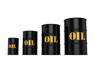 3D rendering Black oil barrels