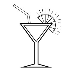 cocktail liquor  drink with lemon slice and straw over white background. vector illustration