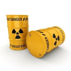 3D rendering Yellow radioactive barrels
