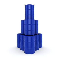 3D rendering blue barrels