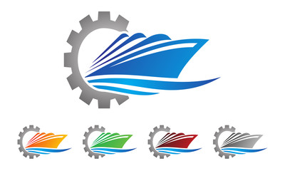 gear boat, boat service, logo design

