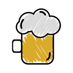 beer mug with foam over white background. liquor drink. vector illustration