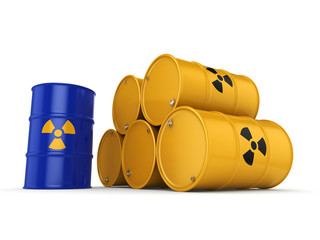 3D rendering radioactive barrels © apopium