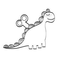 dino animal toy over white background. drawn design. vector illustration