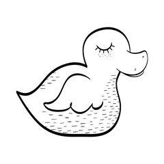 duck baby toy silhoutte over white background. vector illustration