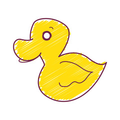 yellow duck baby toy over white background. vector illustration