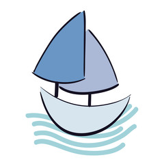 sail boat toy over white background. vector illustration