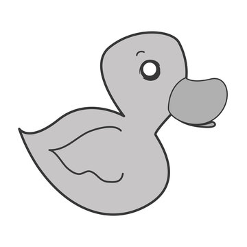 duck baby toy silhoutte over white background. vector illustration