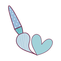 blue brush with heart shape over white background. vector illustration