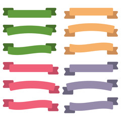 Set of  Colorful Empty Ribbons And Banners. Ready for Your Text or Design. Isolated vector illustration.
