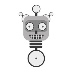 happy robot toy silhouette over white background. vector illustration