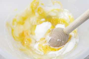 Steps of making cake.