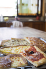 pieces of homemade pizza
