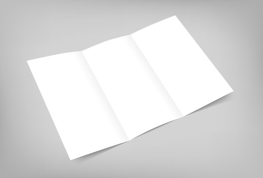 Vector blank tri fold flyer mock up on gray background