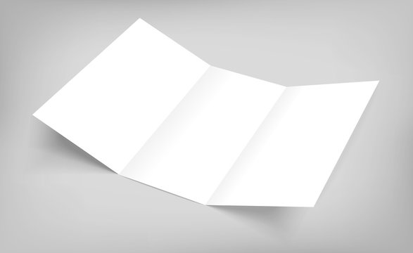Blank vector tri fold mock-up flyer on gray background