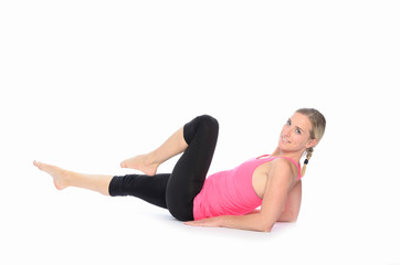 Fototapeta na wymiar Woman doing abdominal exercises