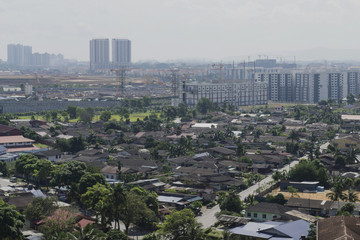 Aerial view of urban mix development in Johor Bahru, Malaysia