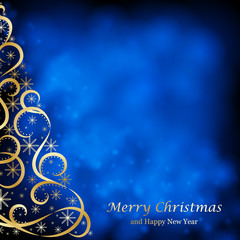 Absrtact Floral Christmas Tree Background,