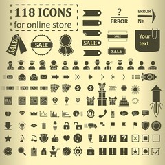 Fototapeta na wymiar big set of 118 icons for website online store
