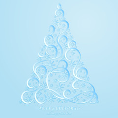 Absrtact Floral Christmas Tree Background,