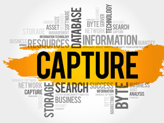 Capture word cloud collage, business concept background