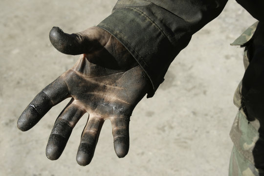 Diry oily hand after work
