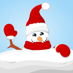 Cute smiling snowman illustration.Vector.