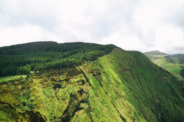 Obraz premium Green mountain hills with forest