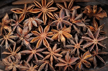 Background texture made of closeup star anise