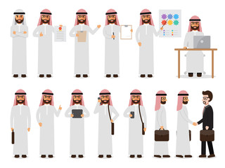 Arab businessman characters in action