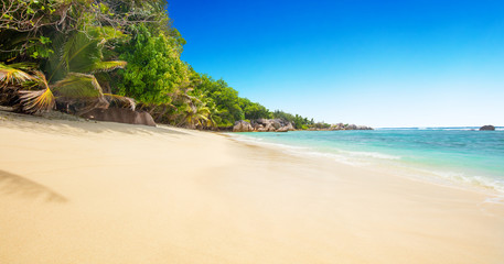 Beautiful Seychelles beach at La Digue