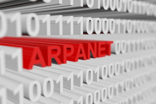 ARPANET as a binary code with blurred background 3D illustration