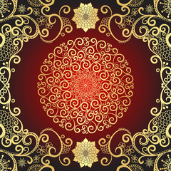 Vintage gold and dark red frame