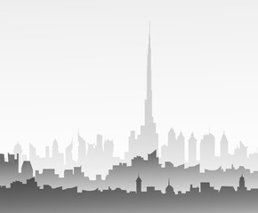 Winter Morning Dubai Skyline - Vector