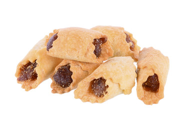 Pineapple flavored cookies on white background