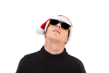 Young Man in Santa Hat