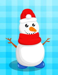 Snowman christmas background. Vector illustration.