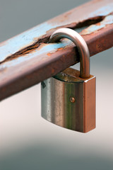 Padlock on the railing - Love Symbol